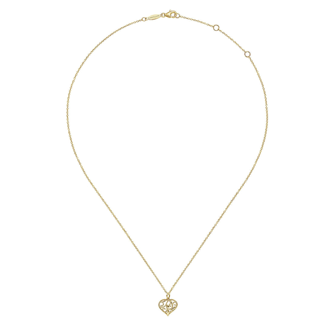 Gabriel & Co. NK6428Y4JJJ 14K Yellow Gold Swirling Heart Pendant Necklace