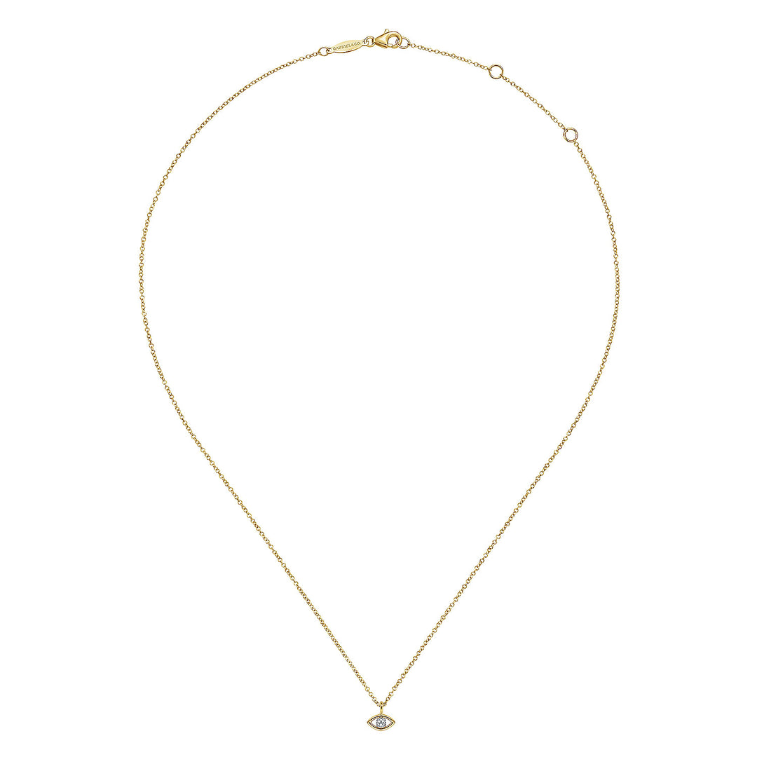 Gabriel & Co. NK6433M45JJ 14K Yellow White Gold Diamond Eye Pendant Necklace