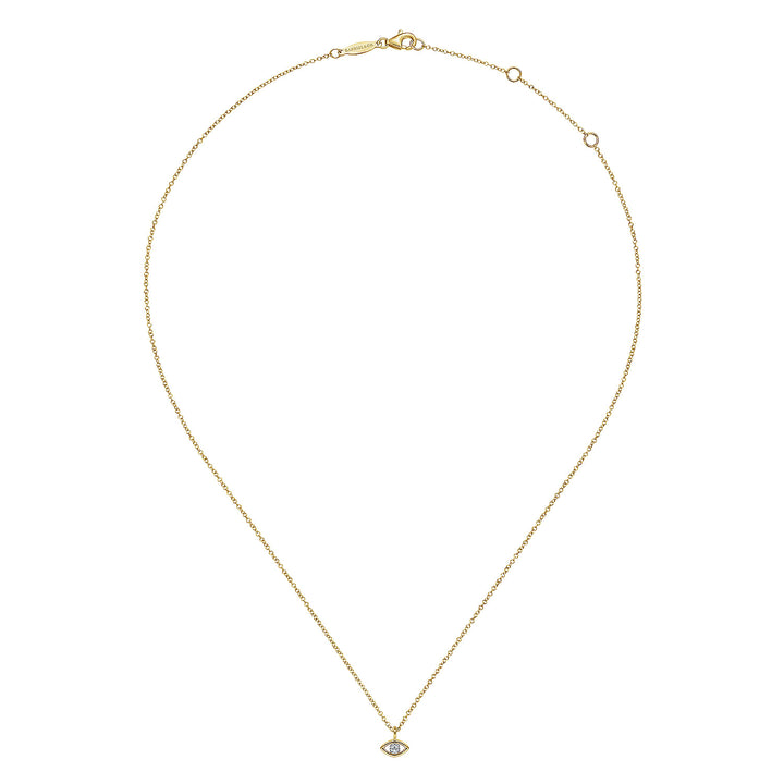 Gabriel & Co. NK6433M45JJ 14K Yellow White Gold Diamond Eye Pendant Necklace