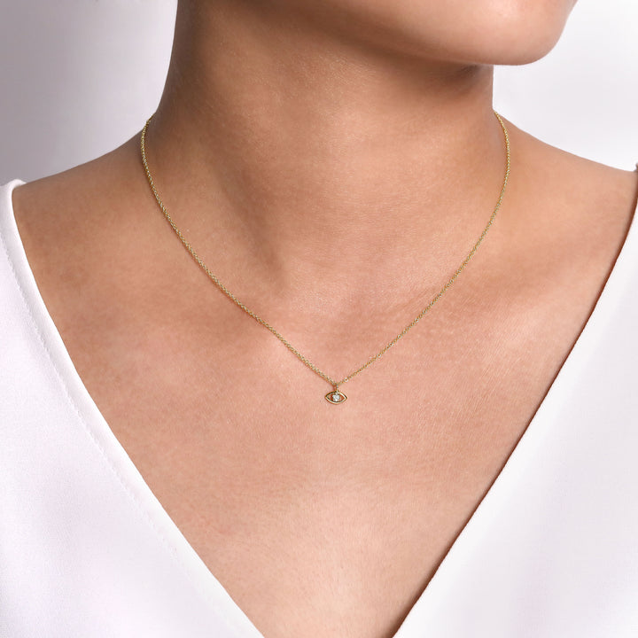 Gabriel & Co. NK6433M45JJ 14K Yellow White Gold Diamond Eye Pendant Necklace