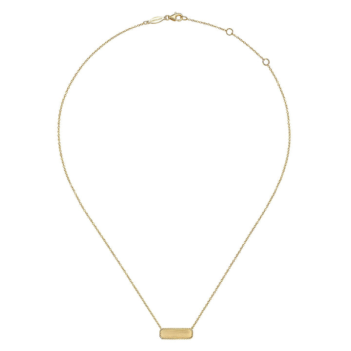 Gabriel & Co. NK6467Y4JJJ 14K Yellow Gold Rectangular ID Pendant Necklace with Twisted Rope Frame