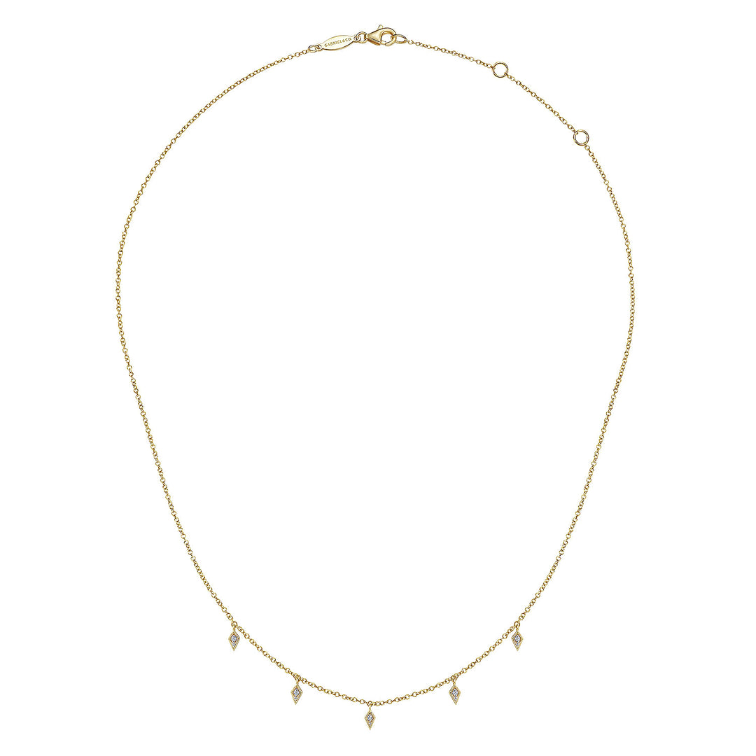 Gabriel & Co. NK6468Y45JJ 14K Yellow Gold Diamond Kite Drop Station Necklace