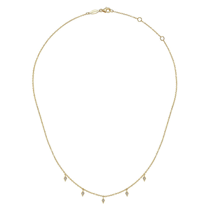 Gabriel & Co. NK6468Y45JJ 14K Yellow Gold Diamond Kite Drop Station Necklace