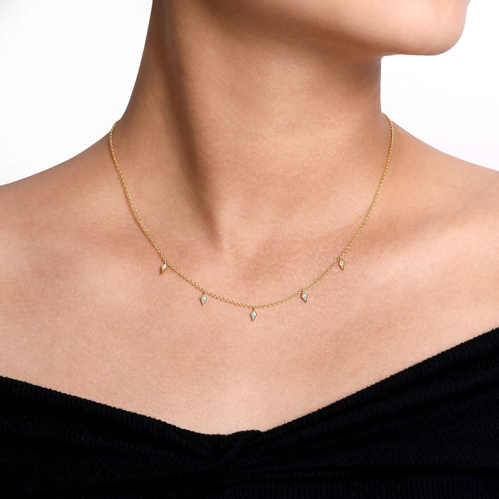 Gabriel & Co. NK6468Y45JJ 14K Yellow Gold Diamond Kite Drop Station Necklace