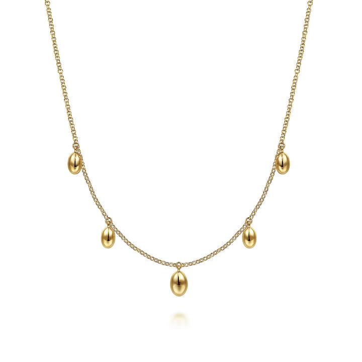 Gabriel & Co. NK6470Y4JJJ 14K Yellow Gold Chain Necklace with Bujukan Bead Drops