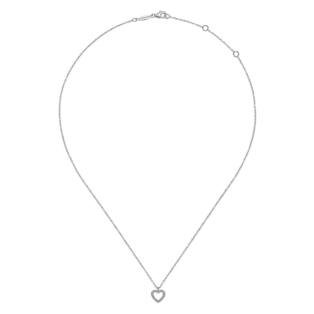 Gabriel & Co. NK6475W45JJ 14K White Gold Open Heart Diamond Pendant Necklace