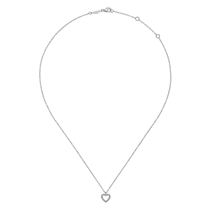 Gabriel & Co. NK6475W45JJ 14K White Gold Open Heart Diamond Pendant Necklace