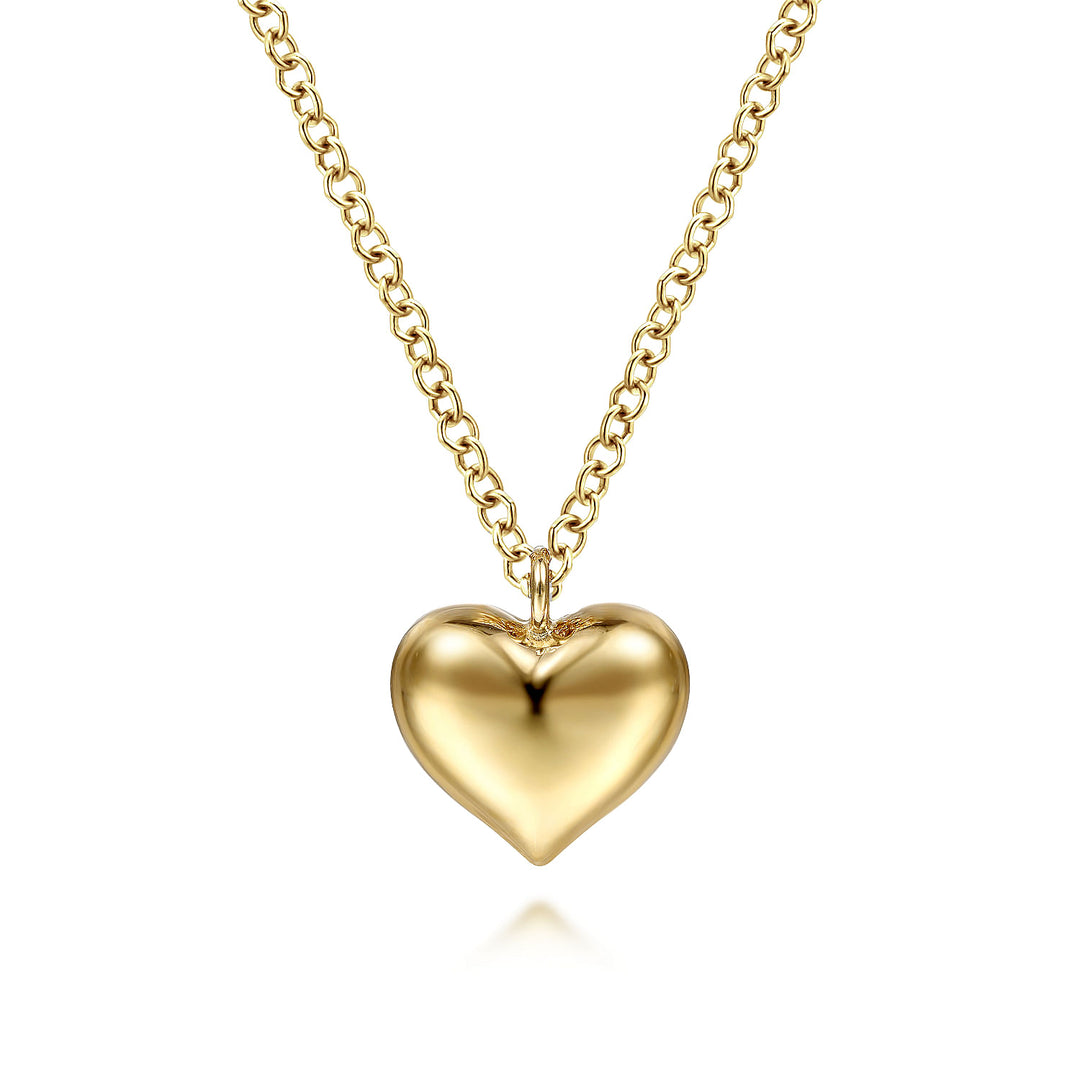 Gabriel & Co. NK6478Y4JJJ 14K Yellow Gold Puff Heart Pendant Necklace