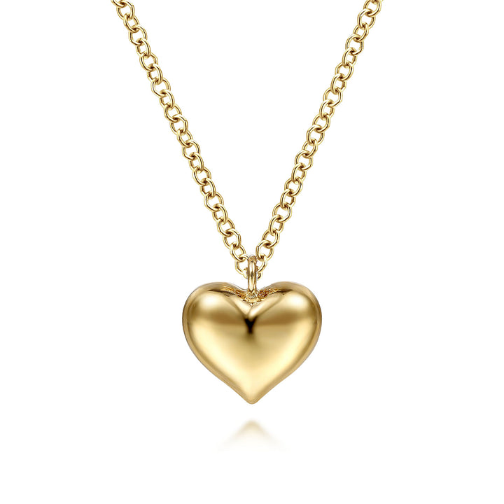 Gabriel & Co. NK6478Y4JJJ 14K Yellow Gold Puff Heart Pendant Necklace