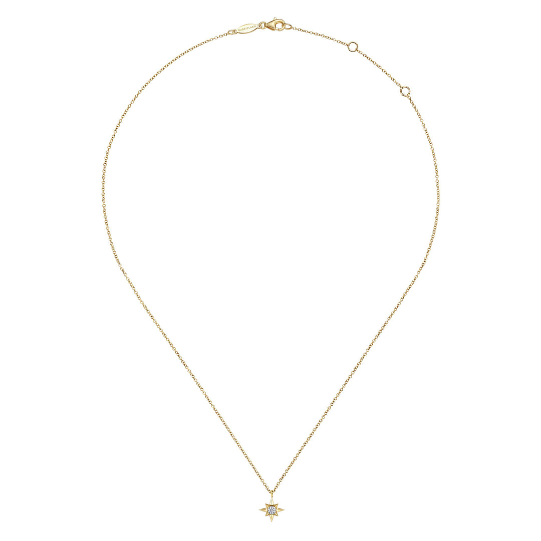 Gabriel & Co. NK6484Y45JJ 14K Yellow Gold Diamond Star Pendant Necklace