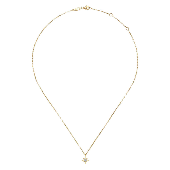 Gabriel & Co. NK6484Y45JJ 14K Yellow Gold Diamond Star Pendant Necklace