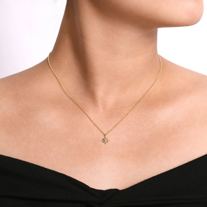 Gabriel & Co. NK6484Y45JJ 14K Yellow Gold Diamond Star Pendant Necklace