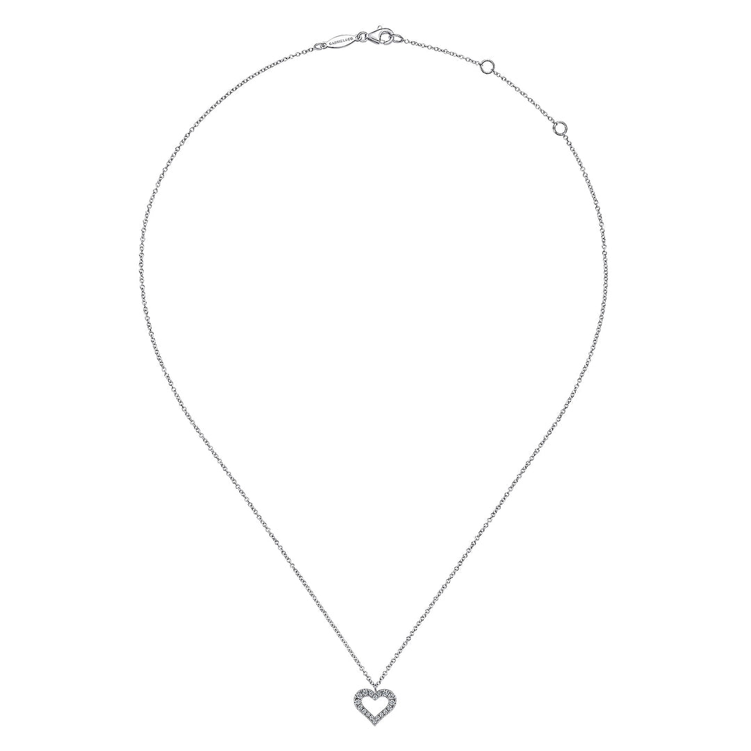 Gabriel & Co. NK6489W45JJ 14K White Gold Diamond Heart Pendant Necklace