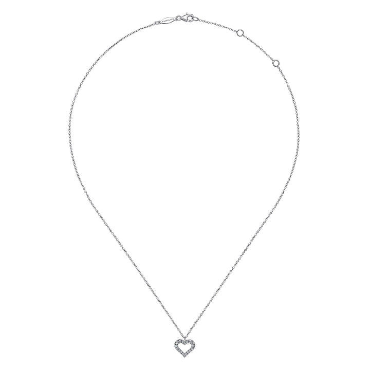 Gabriel & Co. NK6489W45JJ 14K White Gold Diamond Heart Pendant Necklace
