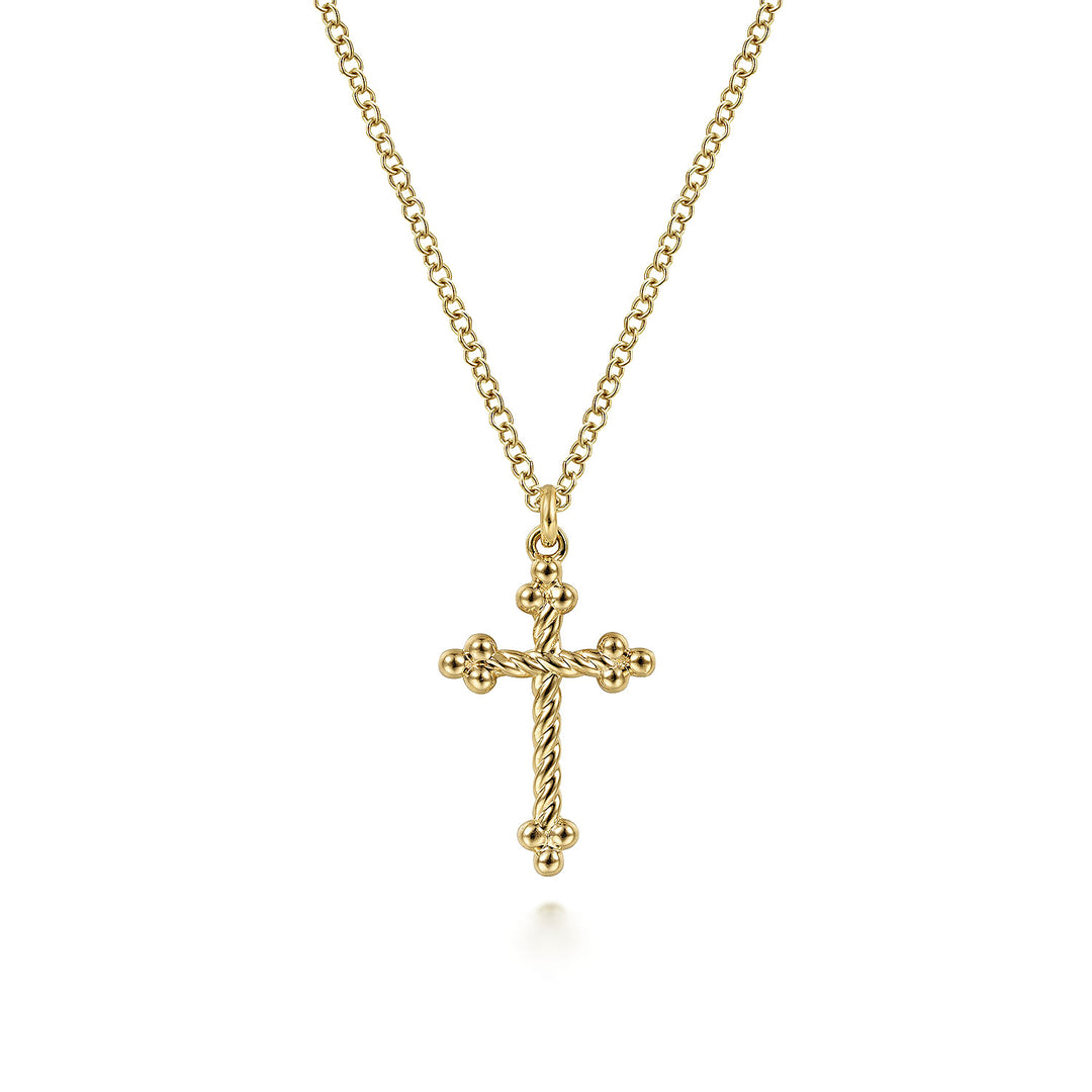 Gabriel & Co. NK6492Y4JJJ 14K Yellow Gold Twisted Rope Cross Pendant Necklace