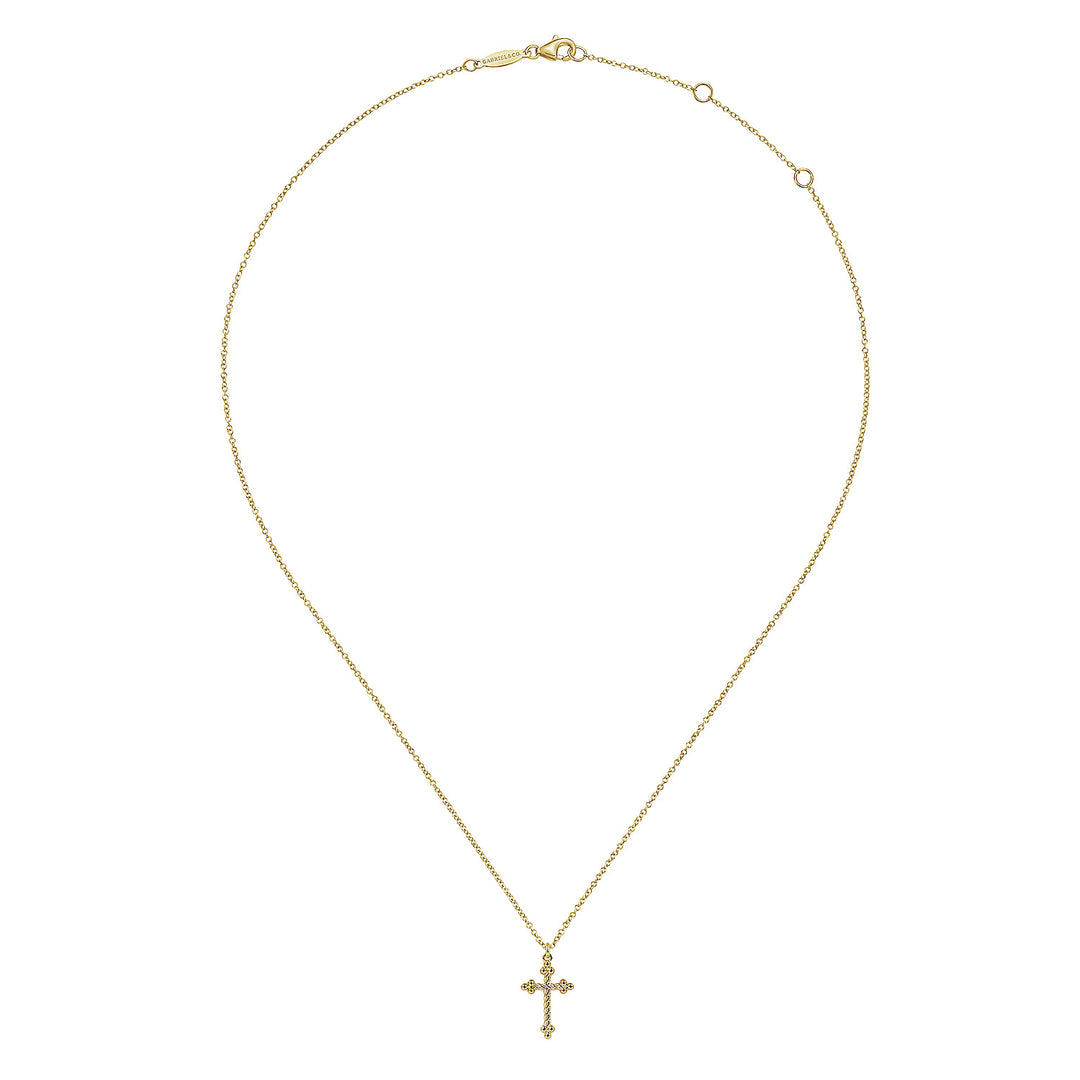 Gabriel & Co. NK6492Y4JJJ 14K Yellow Gold Twisted Rope Cross Pendant Necklace