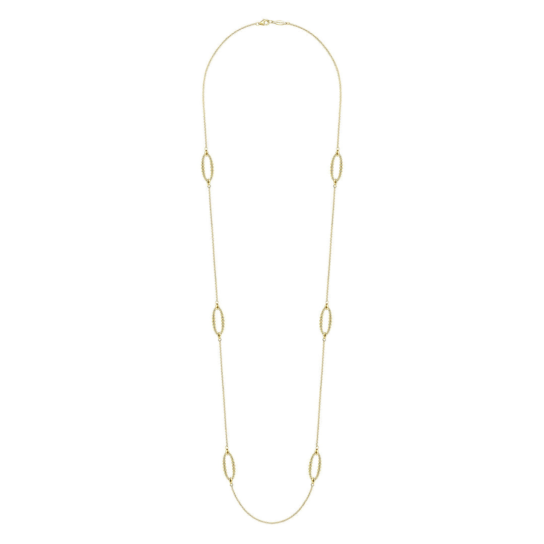 Gabriel & Co. NK6546Y4JJJ 32 inch 14K Yellow Gold Bujukan Bead Oval Station Necklace