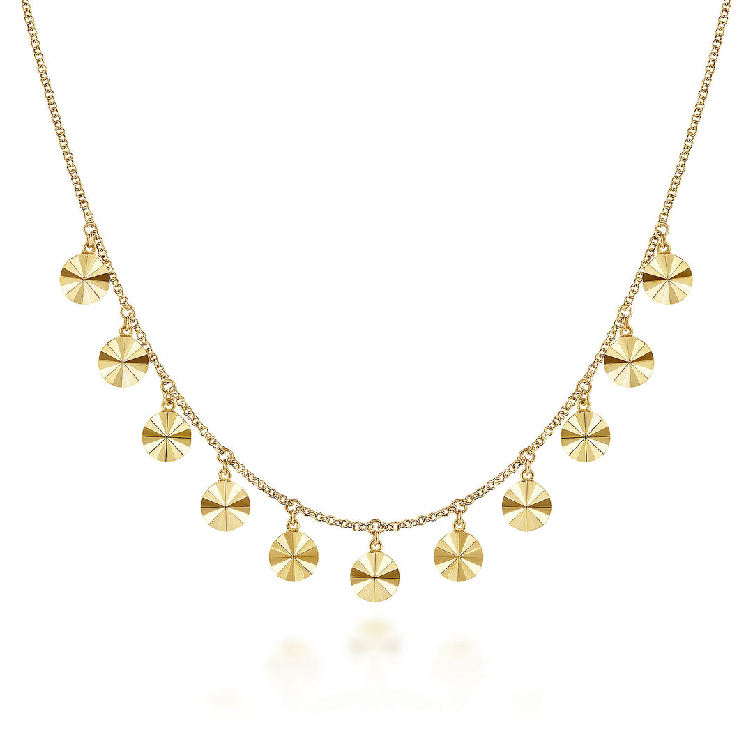 Gabriel & Co. NK6556Y4JJJ 14K Yellow Gold Disc Drops Necklace