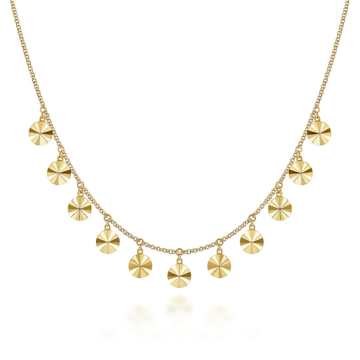 Gabriel & Co. NK6556Y4JJJ 14K Yellow Gold Disc Drops Necklace