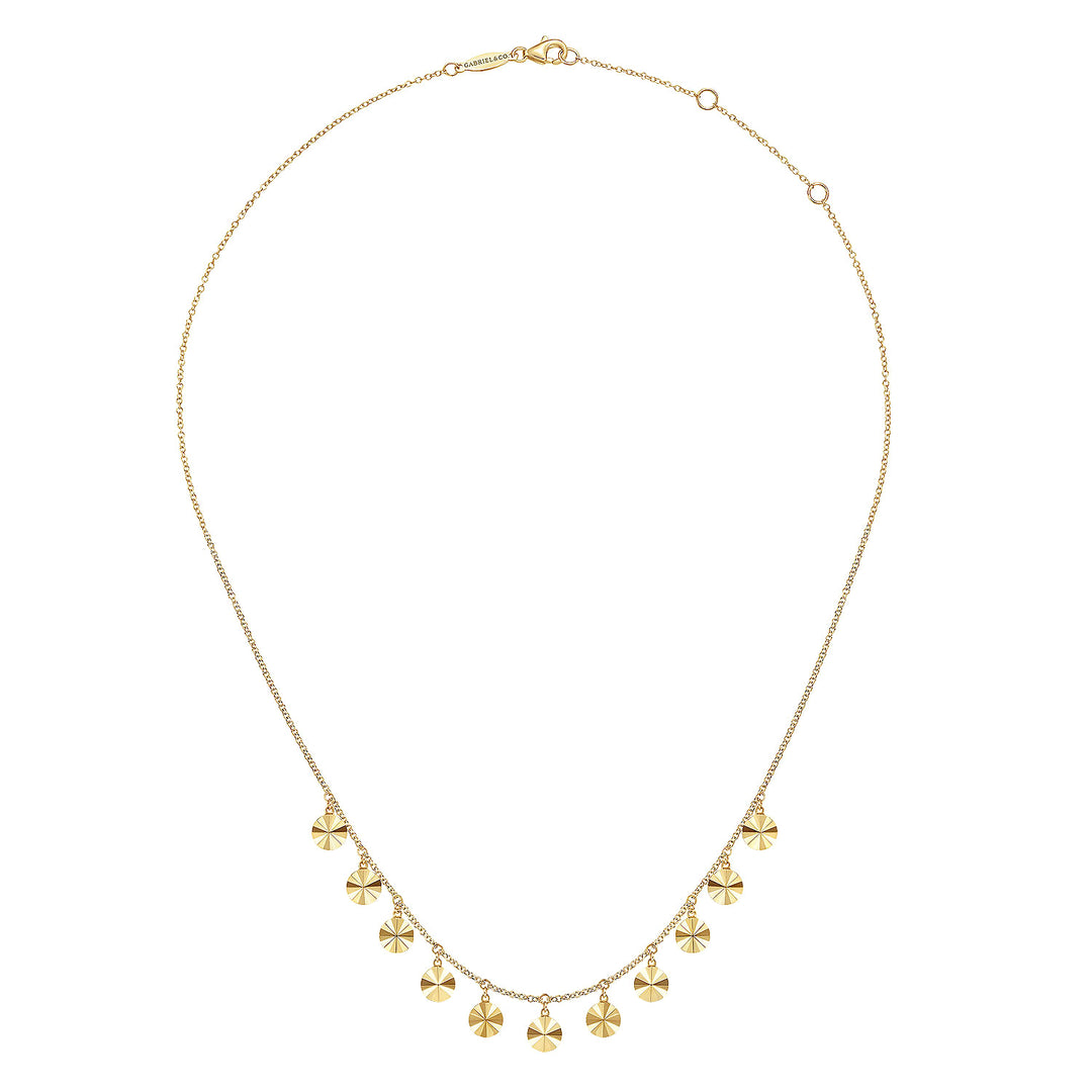 Gabriel & Co. NK6556Y4JJJ 14K Yellow Gold Disc Drops Necklace