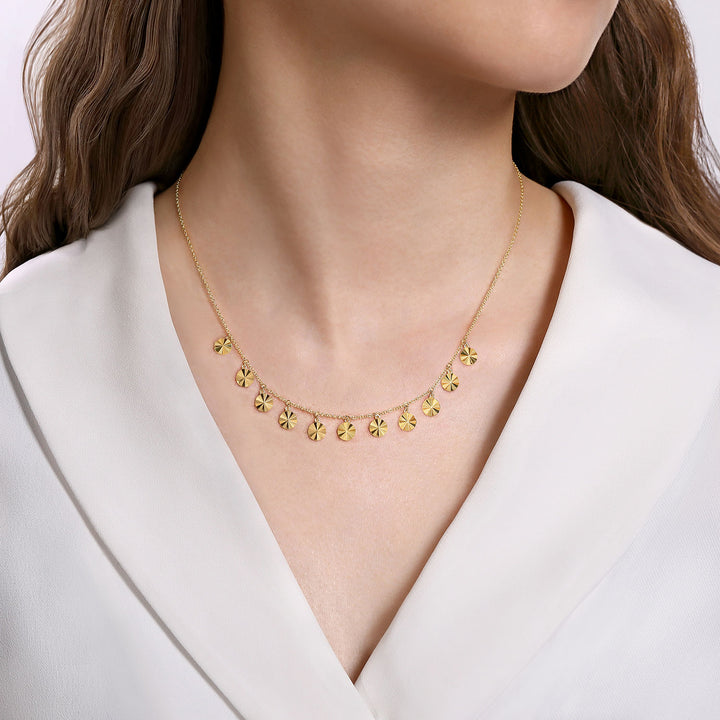 Gabriel & Co. NK6556Y4JJJ 14K Yellow Gold Disc Drops Necklace
