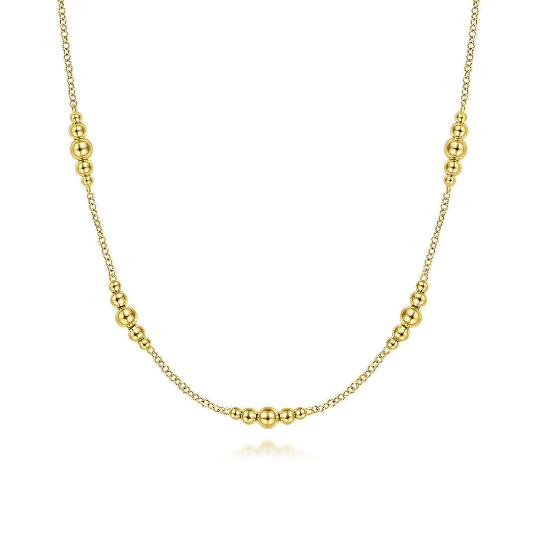 Gabriel & Co. NK6559Y4JJJ 14K Yellow Gold Graduated Bujukan Bead Station Necklace