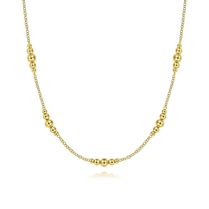 Gabriel & Co. NK6559Y4JJJ 14K Yellow Gold Graduated Bujukan Bead Station Necklace