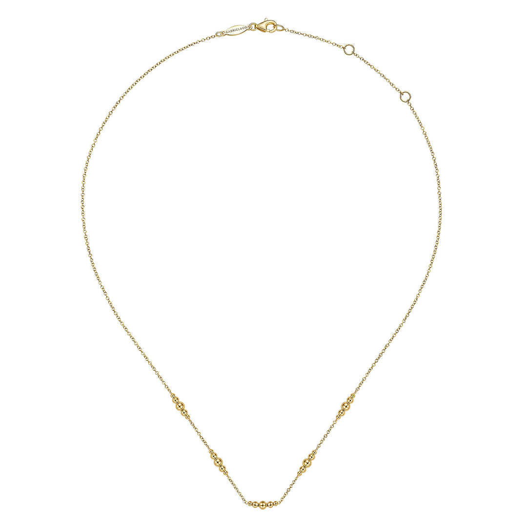 Gabriel & Co. NK6559Y4JJJ 14K Yellow Gold Graduated Bujukan Bead Station Necklace