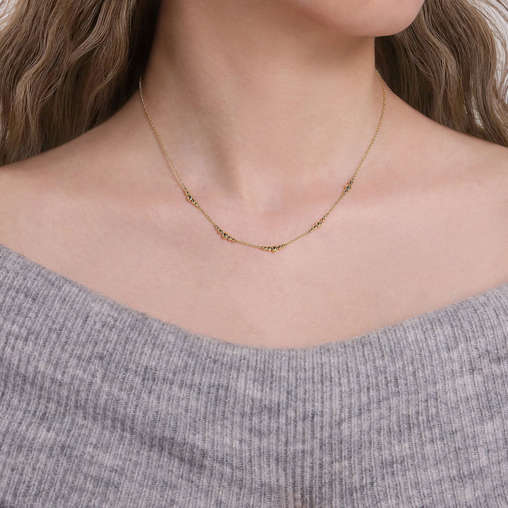 Gabriel & Co. NK6559Y4JJJ 14K Yellow Gold Graduated Bujukan Bead Station Necklace