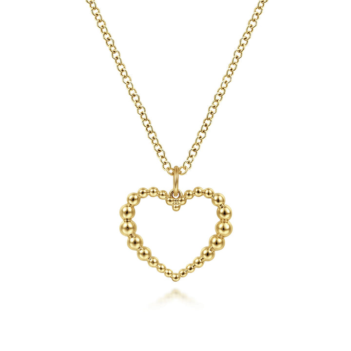 Gabriel & Co. NK6561Y4JJJ 14K Yellow Gold Bujukan Beaded Open Heart Pendant Necklace