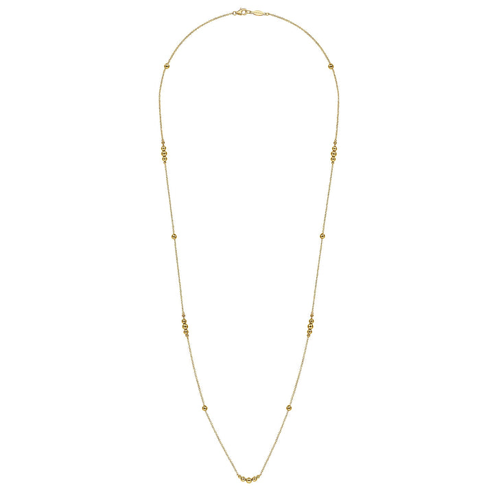 Gabriel & Co. NK6573 28Y4JJJ 28 inch 14K Yellow Gold Graduating Bujukan Bead Station Necklace