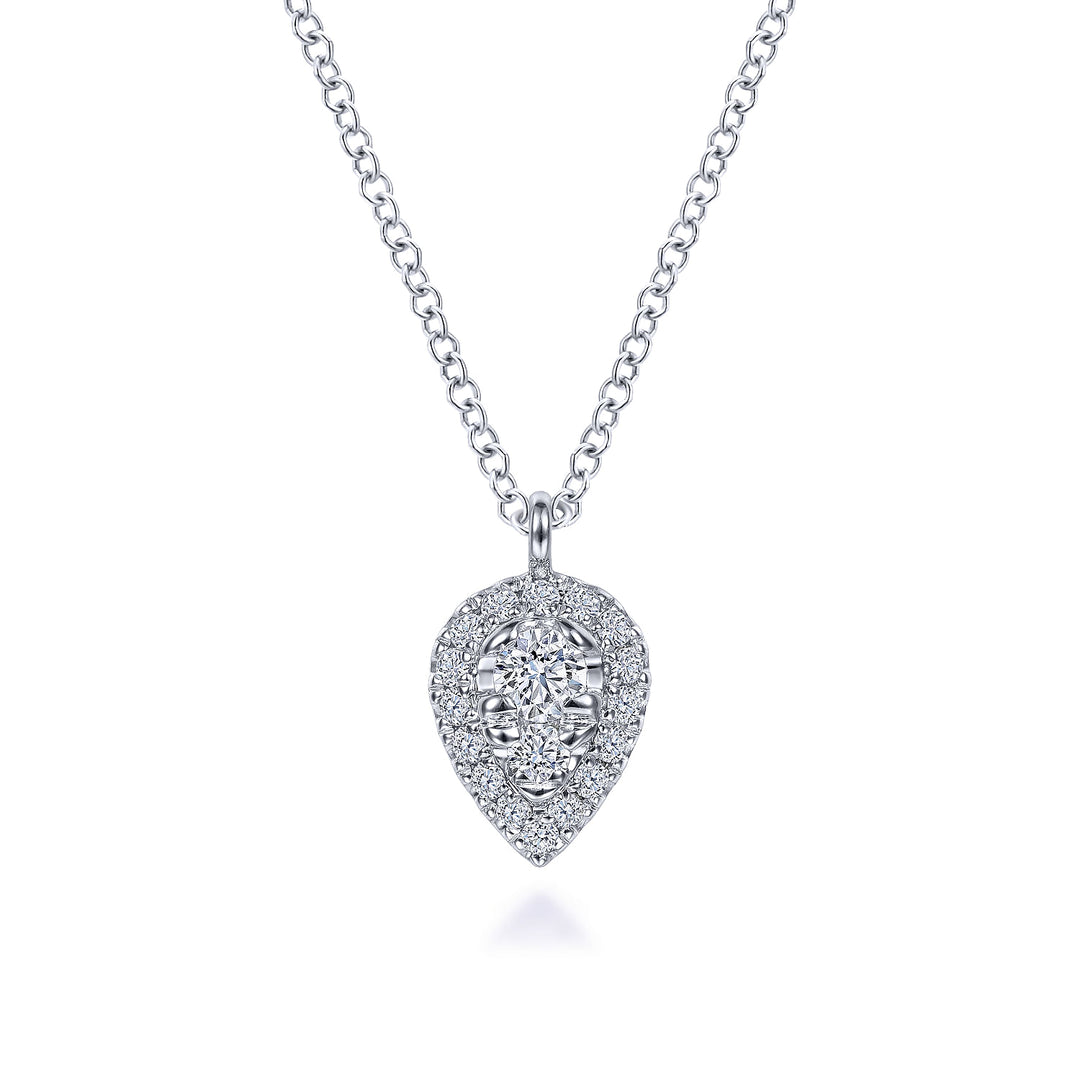 Gabriel & Co. NK6586W45JJ 14K White Gold Inverted Teardrop Diamond Pendant Necklace