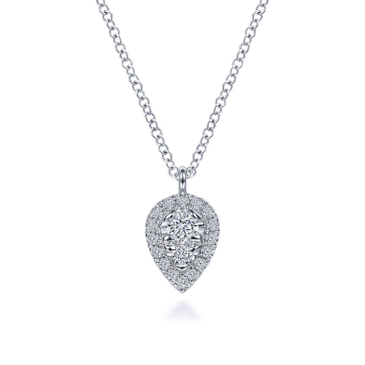 Gabriel & Co. NK6586W45JJ 14K White Gold Inverted Teardrop Diamond Pendant Necklace