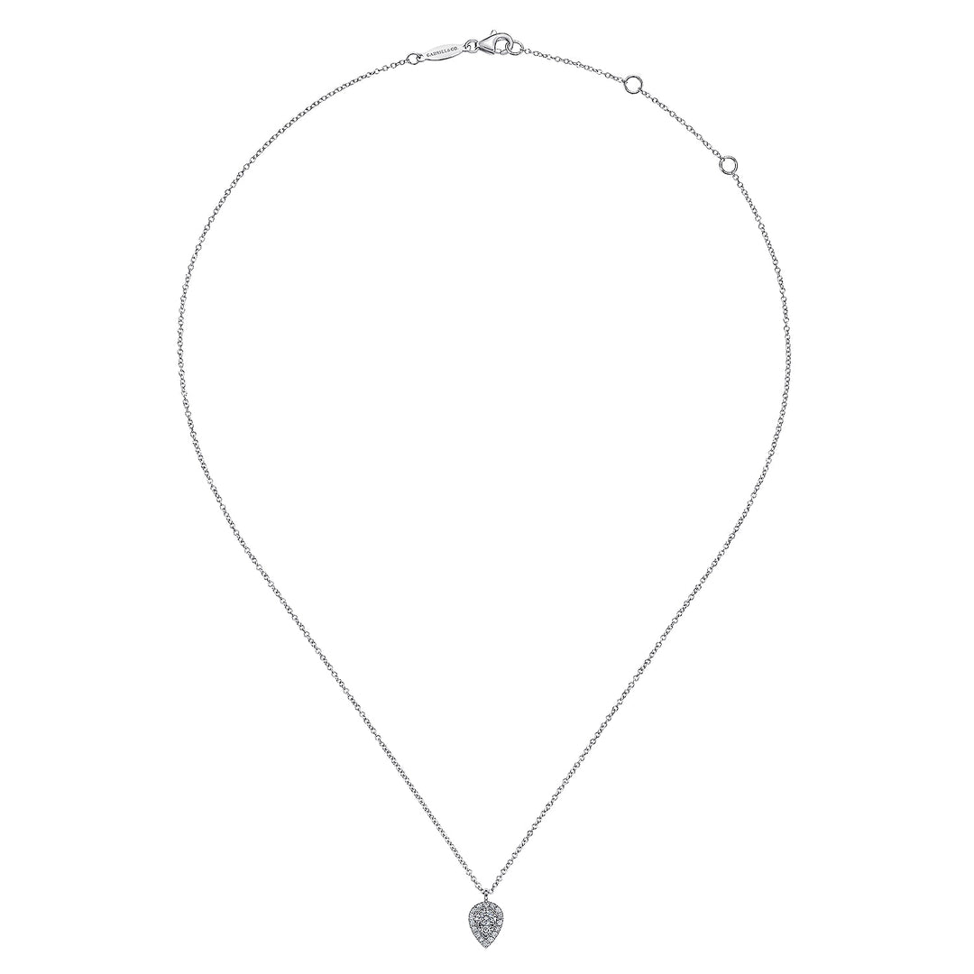 Gabriel & Co. NK6586W45JJ 14K White Gold Inverted Teardrop Diamond Pendant Necklace