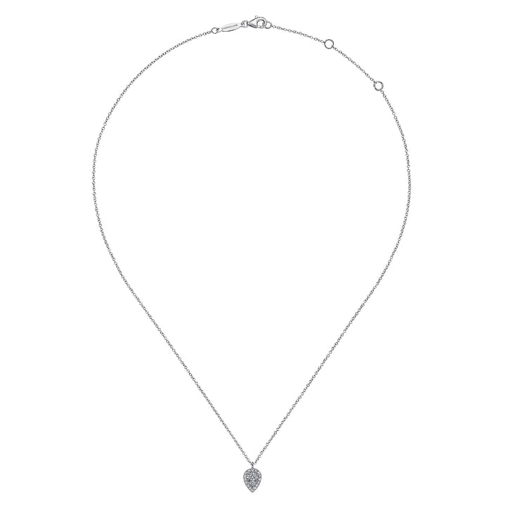 Gabriel & Co. NK6586W45JJ 14K White Gold Inverted Teardrop Diamond Pendant Necklace