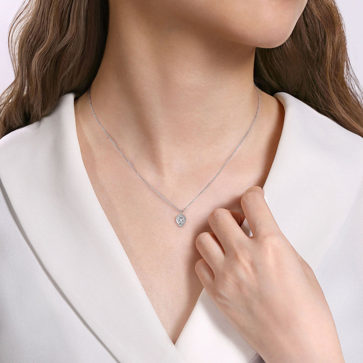 Gabriel & Co. NK6586W45JJ 14K White Gold Inverted Teardrop Diamond Pendant Necklace
