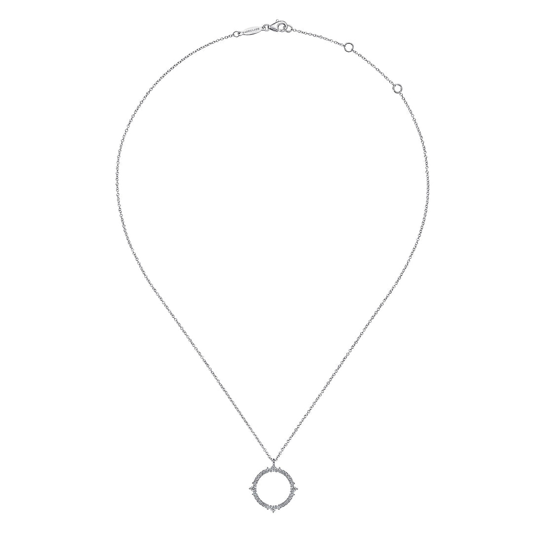Gabriel & Co. NK6590W45JJ 14K White Gold Round Diamond Circle Pendant Necklace