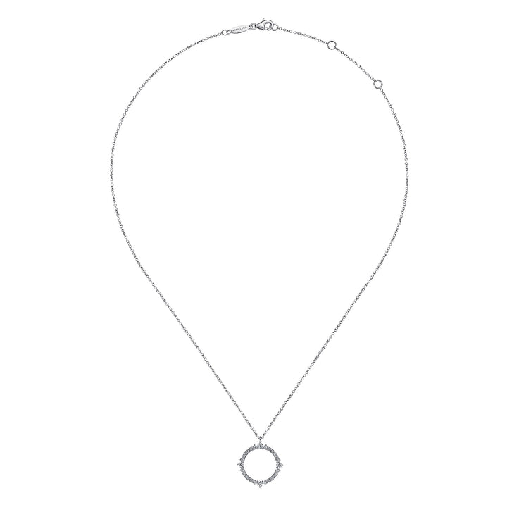 Gabriel & Co. NK6590W45JJ 14K White Gold Round Diamond Circle Pendant Necklace