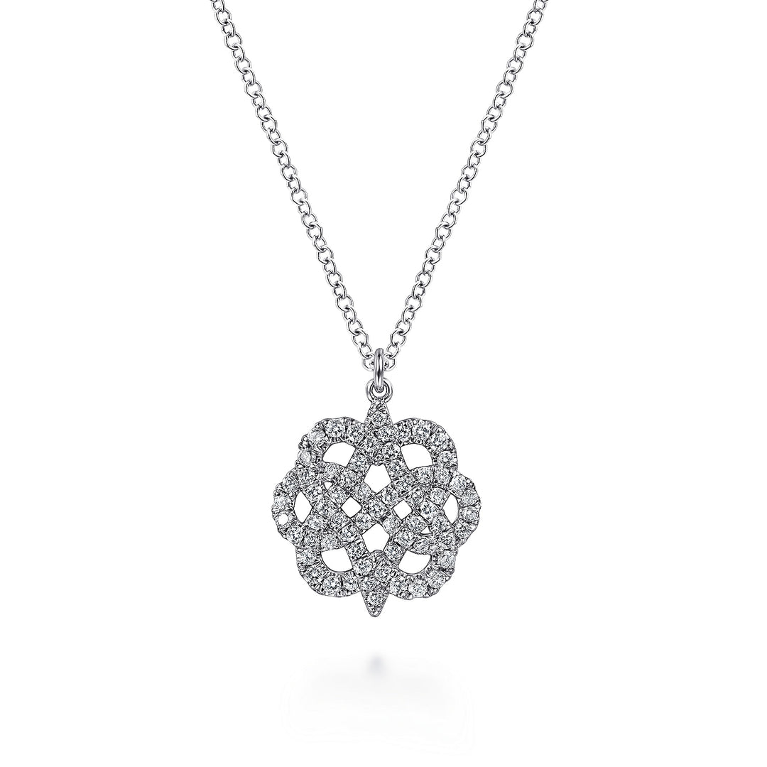 Gabriel & Co. NK6599W45JJ 14K White Gold Celtic Knot Diamond Pendant Necklace