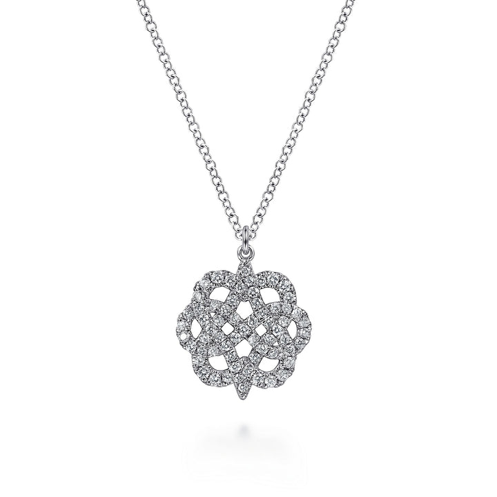 Gabriel & Co. NK6599W45JJ 14K White Gold Celtic Knot Diamond Pendant Necklace