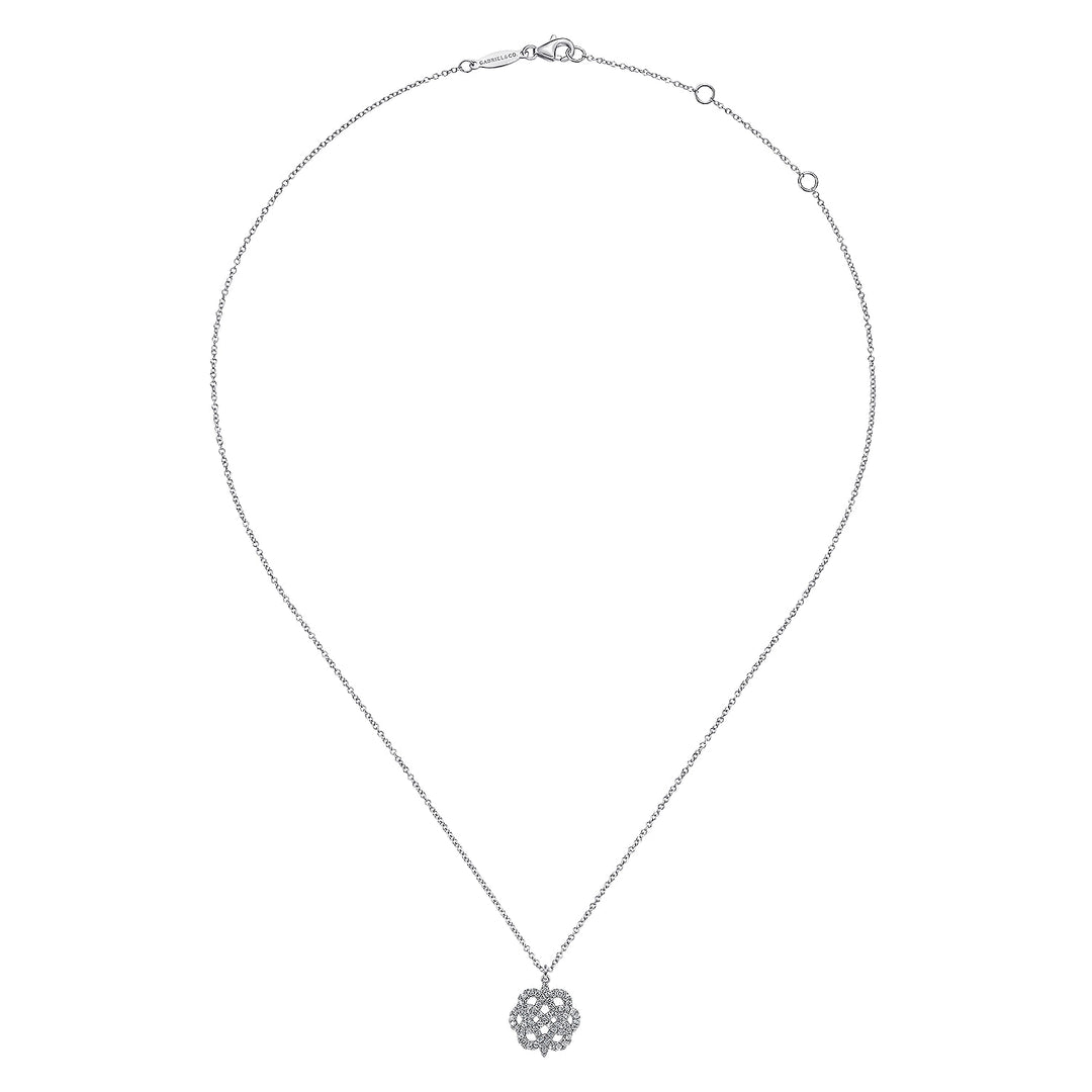 Gabriel & Co. NK6599W45JJ 14K White Gold Celtic Knot Diamond Pendant Necklace