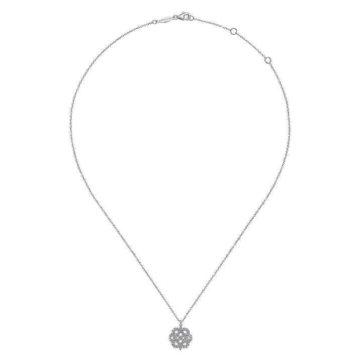 Gabriel & Co. NK6599W45JJ 14K White Gold Celtic Knot Diamond Pendant Necklace