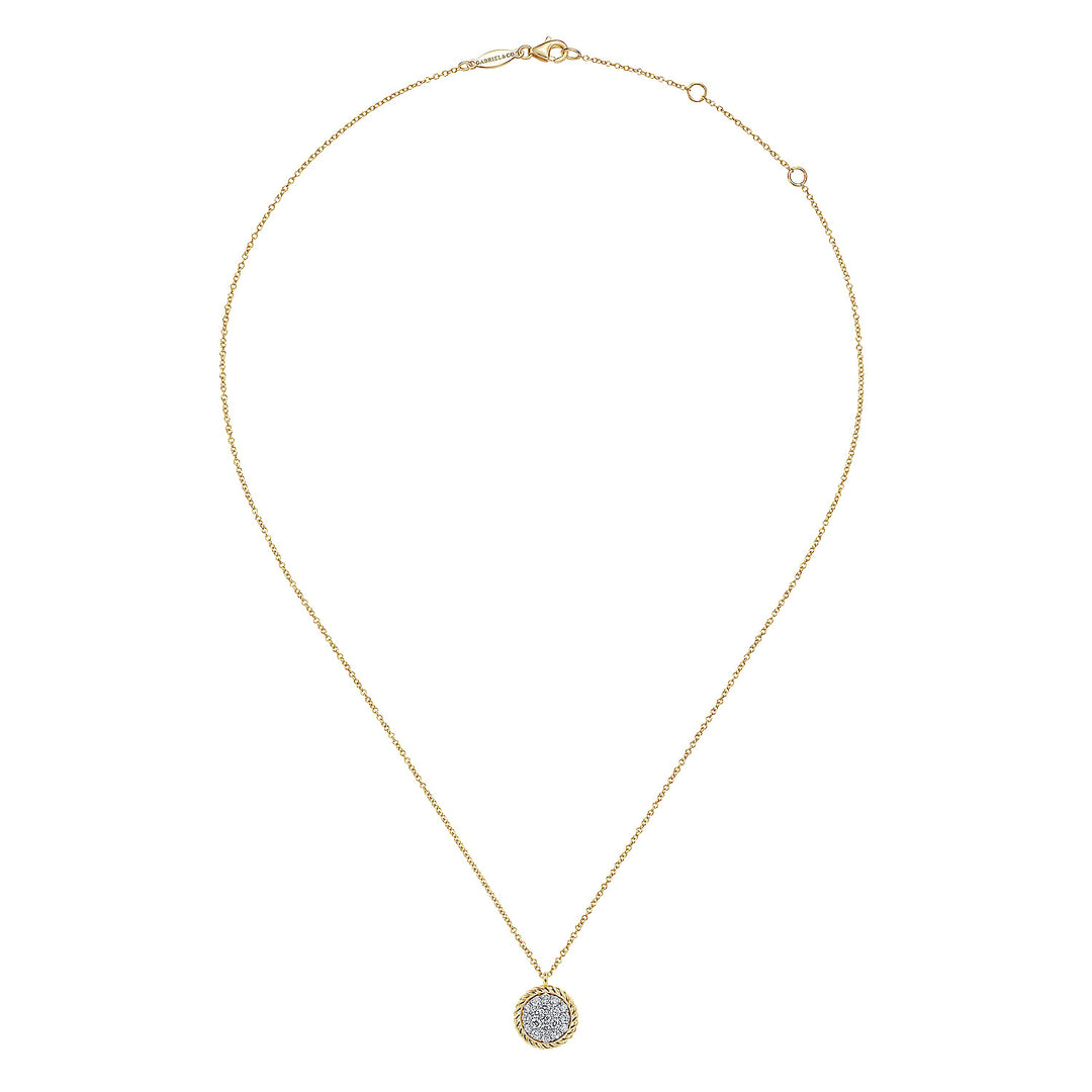 Gabriel & Co. NK6623Y45JJ 14K Yellow Gold Diamond Paveisted Rope Halo Necklace