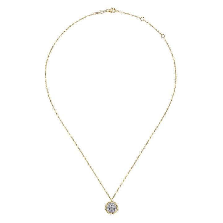 Gabriel & Co. NK6623Y45JJ 14K Yellow Gold Diamond Paveisted Rope Halo Necklace