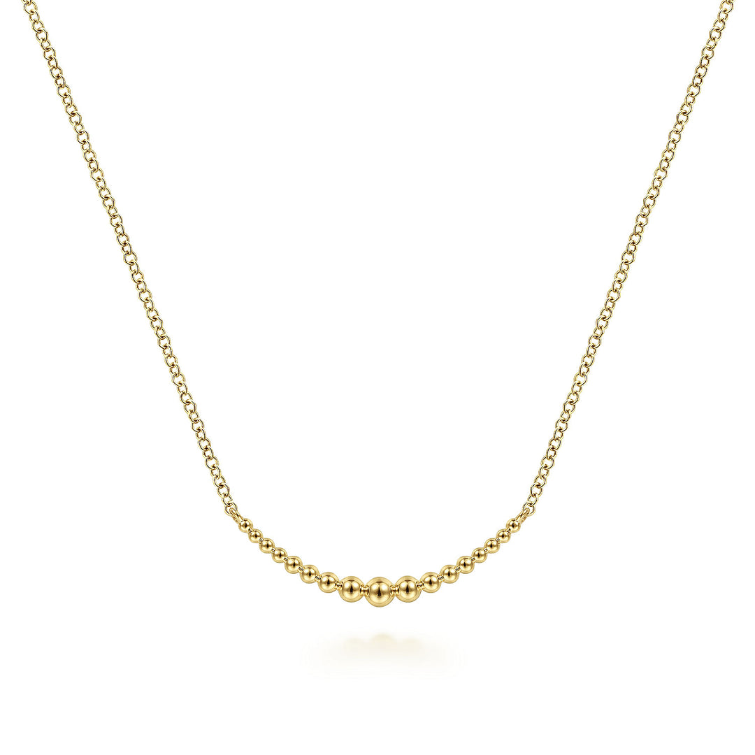Gabriel & Co. NK6637Y4JJJ 14K Yellow Gold Graduating Bujukan Bead Curved Bar Necklace