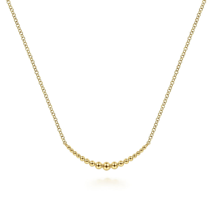 Gabriel & Co. NK6637Y4JJJ 14K Yellow Gold Graduating Bujukan Bead Curved Bar Necklace