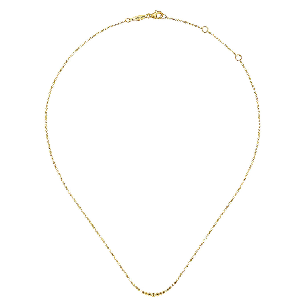 Gabriel & Co. NK6637Y4JJJ 14K Yellow Gold Graduating Bujukan Bead Curved Bar Necklace