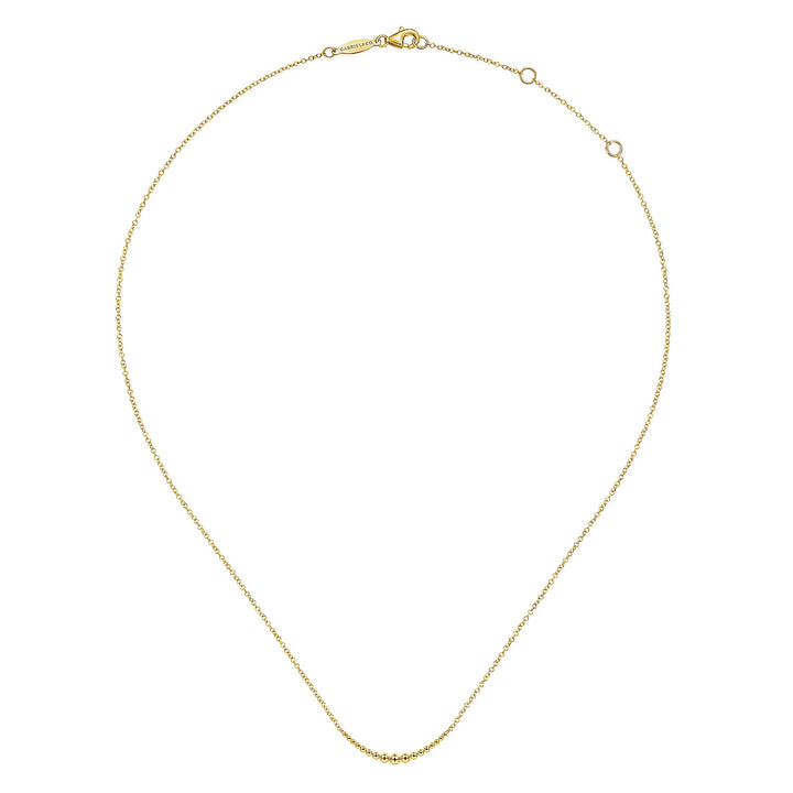 Gabriel & Co. NK6637Y4JJJ 14K Yellow Gold Graduating Bujukan Bead Curved Bar Necklace