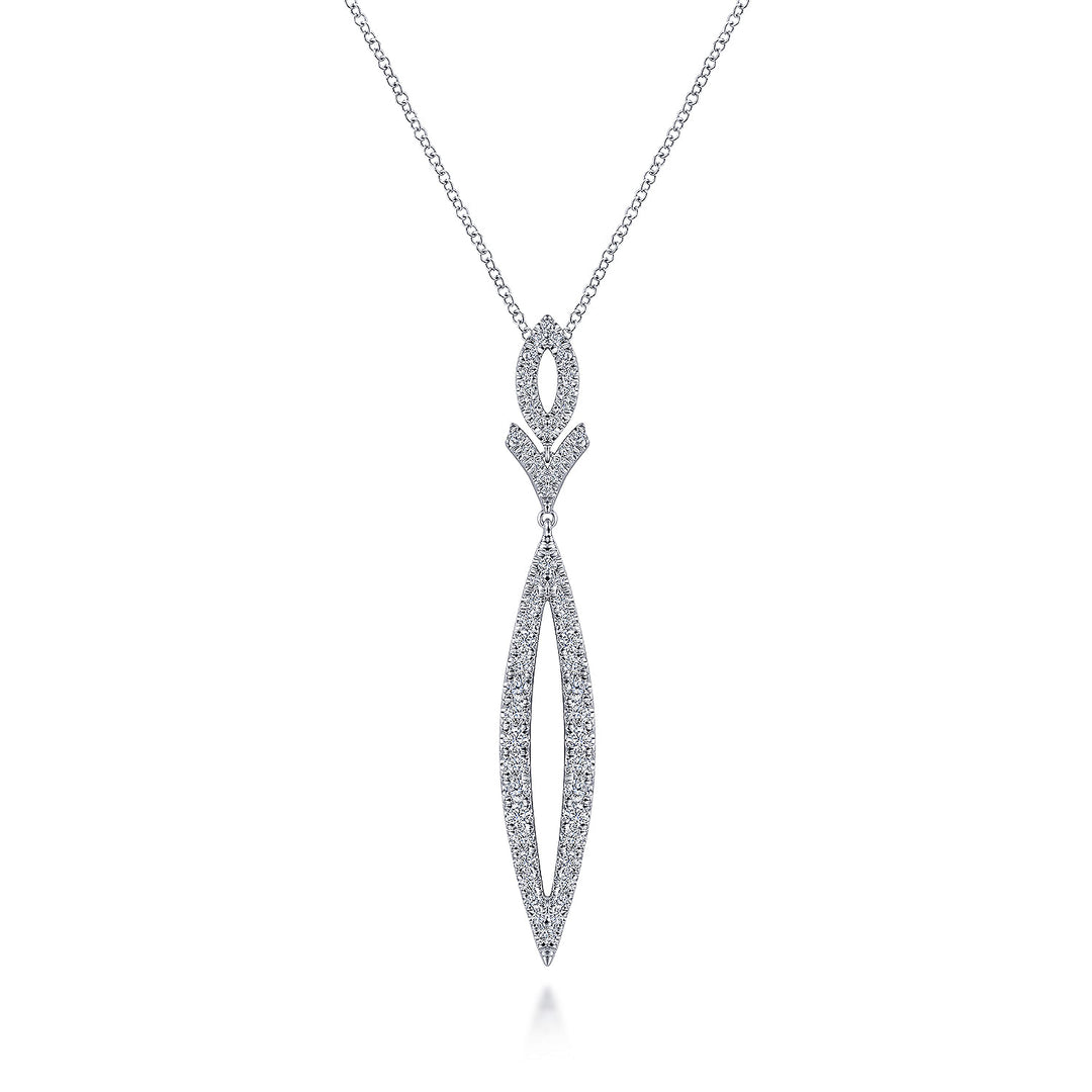 Gabriel & Co. NK6652W45JJ 14K White Gold Diamond Lariat Necklace
