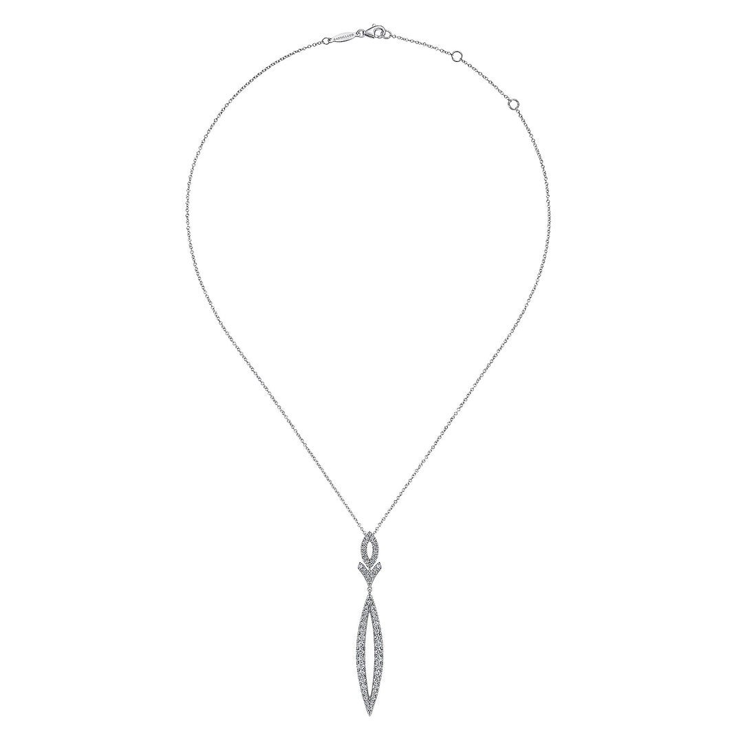 Gabriel & Co. NK6652W45JJ 14K White Gold Diamond Lariat Necklace